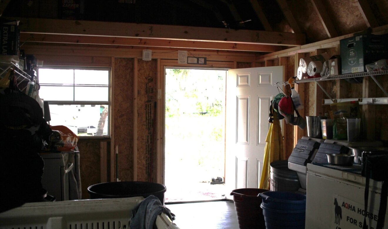 Inside 12- foot by 32-foot Wood Barn  